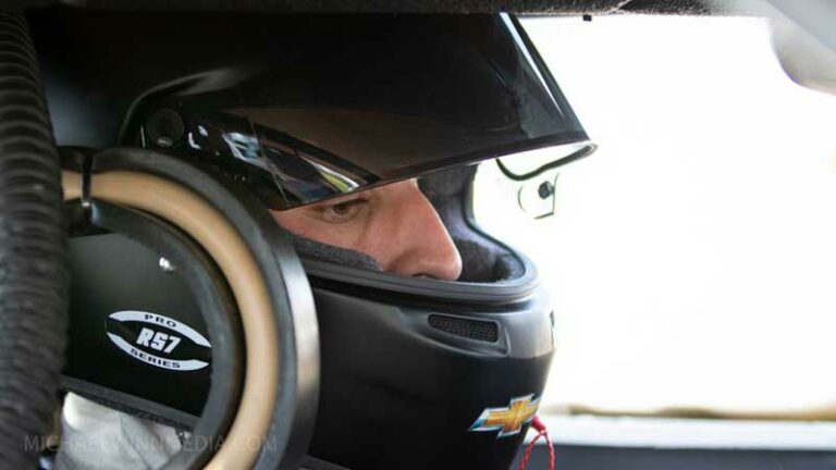 Jayson Alexander race-ready wearing helmet
